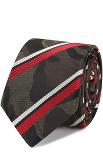 Шелковый галстук с камуфляжным принтом в полоску Valentino