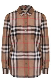 Хлопковая блуза прямого кроя в клетку Burberry