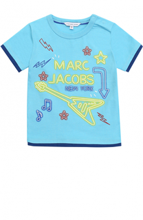 Хлопковая футболка с принтом и контрастной отделкой Marc Jacobs