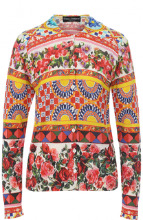 Шелковый кардиган с ярким принтом Dolce &amp; Gabbana