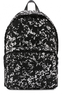 Текстильный рюкзак с принтом и отделкой из натуральной кожи Bally