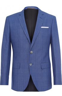 Шерстяной однобортный пиджак в клетку BOSS