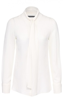 Шелковая блуза прямого кроя с воротником аскот Alexander McQueen