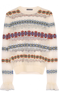Шелковый полупрозрачный пуловер с круглым вырезом Alexander McQueen