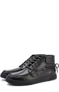 Высокие кожаные кеды на шнуровке Saint Laurent