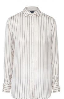 Шелковая блуза прямого кроя в полоску Polo Ralph Lauren