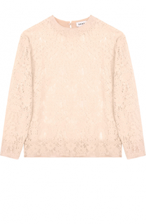 Кружевной топ с длинным рукавом и круглым вырезом DKNY