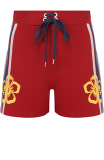 Хлопковые мини-шорты с контрастной вышивкой REDVALENTINO