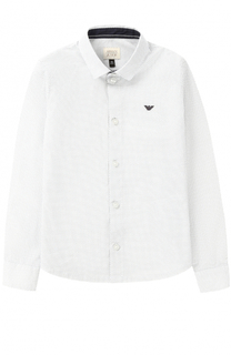 Хлопковая рубашка с логотипом бренда Giorgio Armani