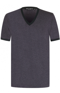 Хлопковая футболка с V-образным вырезом Dolce & Gabbana