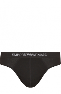 Комплект из двух хлопковых брифов с широкой резинкой Emporio Armani