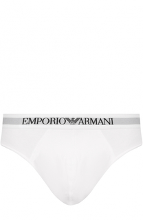 Комплект из двух хлопковых брифов с широкой резинкой Emporio Armani