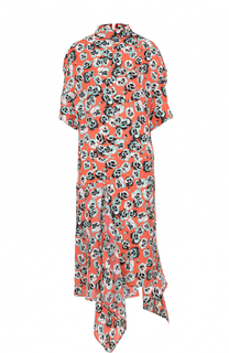 Платье-миди асимметричного кроя с цветочным принтом Marni