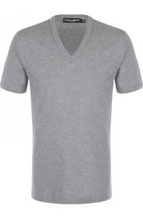 Хлопковая футболка с V-образным вырезом Dolce & Gabbana