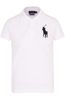Хлопковое поло с вышитым логотипом бренда Polo Ralph Lauren