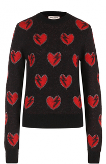 Пуловер прямого кроя с принтом в виде сердец Saint Laurent
