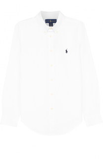 Хлопковая рубашка с логотипом бренда Polo Ralph Lauren