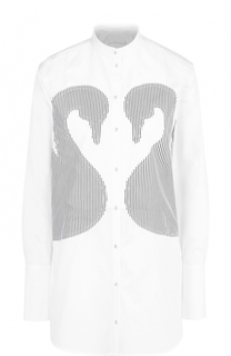 Удлиненная хлопковая блуза с нашивками в полоску Victoria by Victoria Beckham
