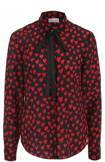 Шелковая блуза с принтом в виде сердец и воротником аскот REDVALENTINO