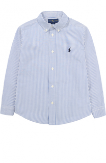 Хлопковая рубашка в полоску с воротником button down Polo Ralph Lauren