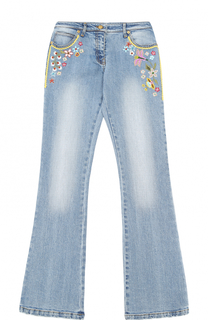 Расклешенные джинсы с вышивкой и бисером Ermanno Scervino