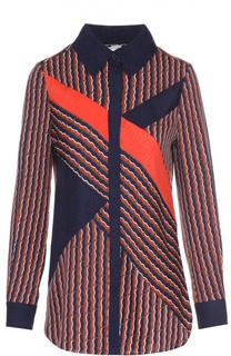 Шелковая блуза прямого кроя с контрастным принтом Diane Von Furstenberg