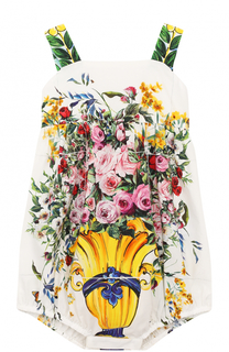 Хлопковый песочник с ярким принтом Dolce &amp; Gabbana