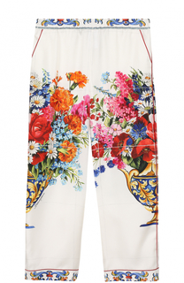 Шелковые брюки в пижамном стиле с принтом Dolce &amp; Gabbana