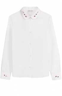 Хлопковая блуза прямого кроя с вышивкой Dolce &amp; Gabbana