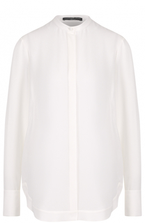 Шелковая блуза прямого кроя с воротником-стойкой Alexander McQueen