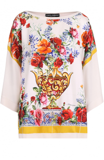 Шелковый топ свободного кроя с принтом Dolce &amp; Gabbana
