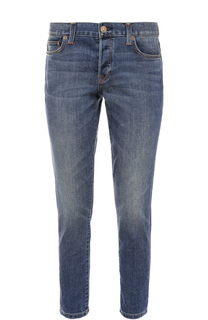 Укороченные джинсы прямого кроя с потертостями Burberry