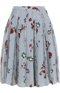 Шелковая юбка с принтом и плиссированными вставками Valentino