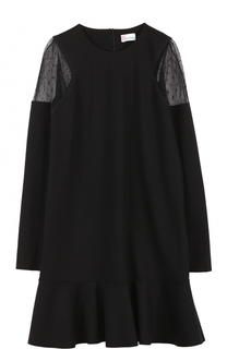 Мини-платье с оборкой и длинным рукавом REDVALENTINO