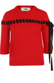 Пуловер с укороченным рукавом и контрастной лентой Fendi