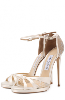 Атласные босоножки Talia 120 с кружевом Jimmy Choo