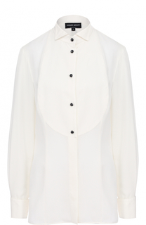 Приталенная шелковая блуза с планкой Giorgio Armani