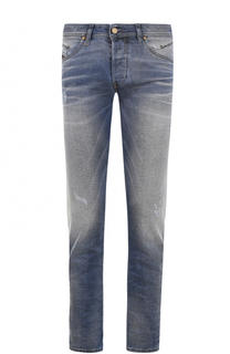 Джинсы прямого кроя с потертостями Diesel