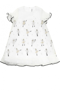 Многослойное мини-платье с вышивкой и оборками Simonetta