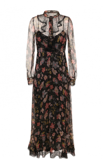 Шелковое платье-миди с цветочным принтом REDVALENTINO