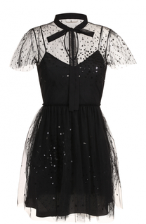 Приталенное мини-платье с воротником аскот REDVALENTINO