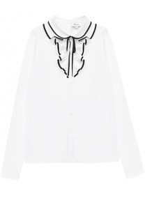 Блуза прямого кроя с оборками и контрастной отделкой Aletta