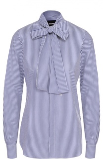 Хлопковая блуза в полоску с воротником аскот Dsquared2