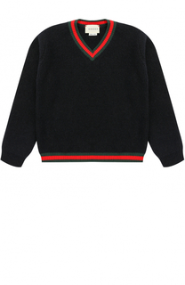 Кашемировый пуловер с контрастной отделкой Gucci
