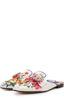 Парчовые сабо с цветочным принтом Dolce &amp; Gabbana