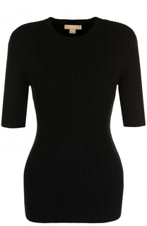 Удлиненный пуловер фактурной вязки с коротким рукавом Michael Kors