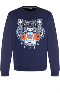 Хлопковый свитшот с контрастной вышивкой Kenzo