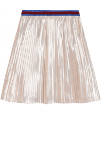 Плиссированная юбка с металлизированной отделкой и контрастным поясом Gucci