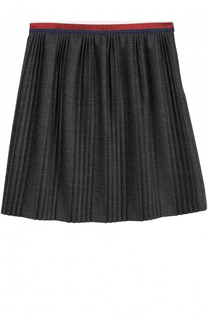 Плиссированная юбка с контрастным поясом Gucci