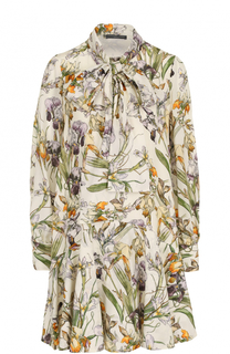 Шелковое платье свободного кроя с цветочным принтом Alexander McQueen